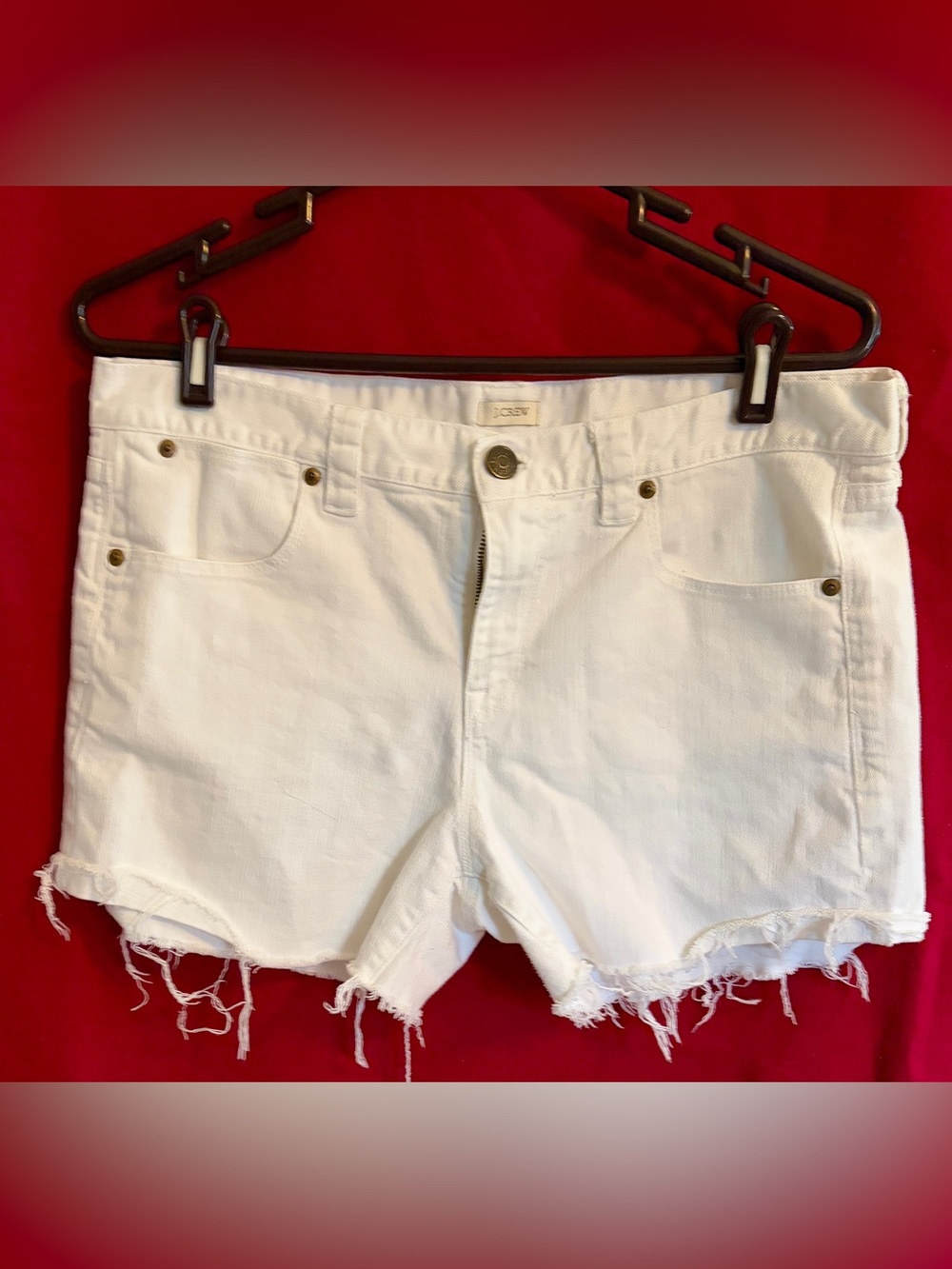 Women’s J. Crew White Denim Frayed Hem Cutoff Shorts